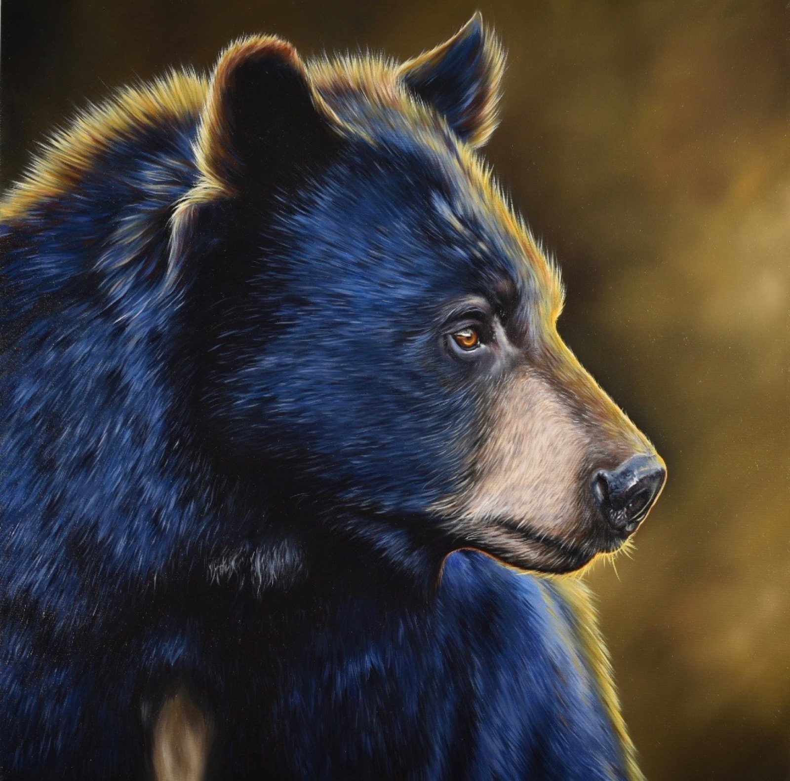 Blue Bear oil painting